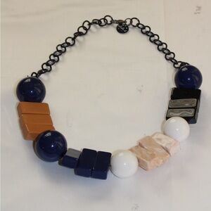 Alisha D Blue Geometric Statement Necklace